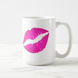 Taza De Café Labial con Estampado de Beso Rosa Caliente Femenin