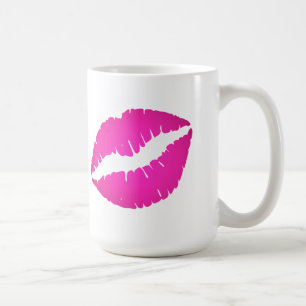 Taza De Café Labial con Estampado de Beso Rosa Caliente Femenin