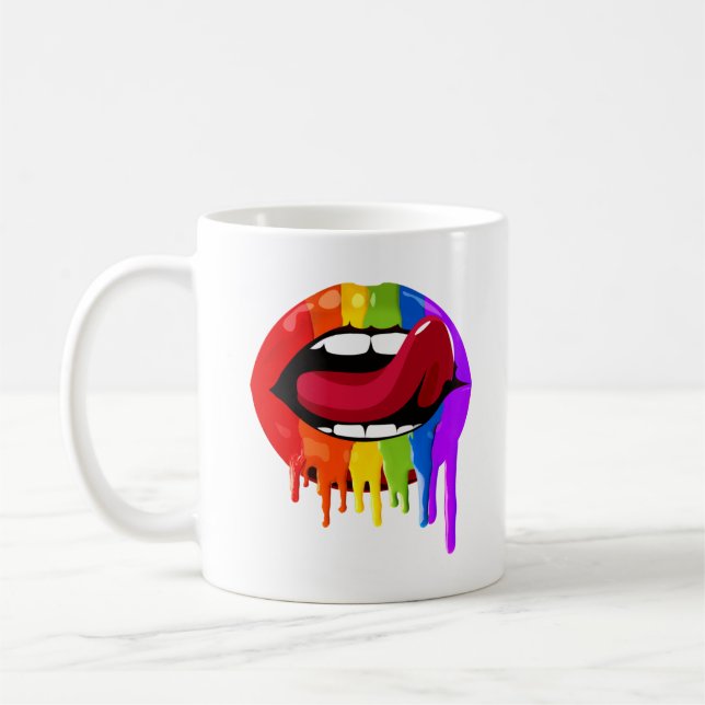 TAZA DE CAFÉ LABIOS ARCOÍRIS (Izquierda)