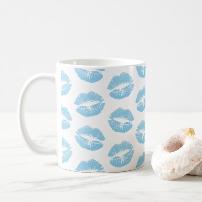 Taza De Café Labios Azules, Patrón De Labios, Labios Azules, Be (Con donut)