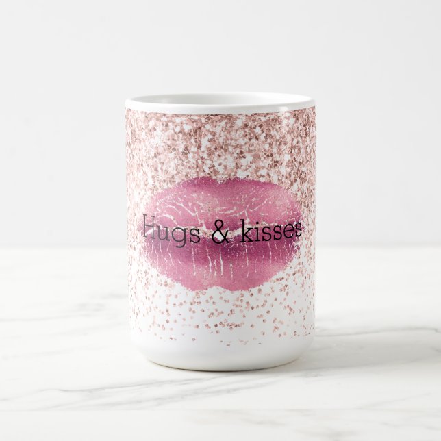 Taza De Café Labios Purpurinas de Glam Glitz rosas (Centro)