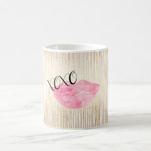Taza De Café Labios rosados de la acuarela de XOXO