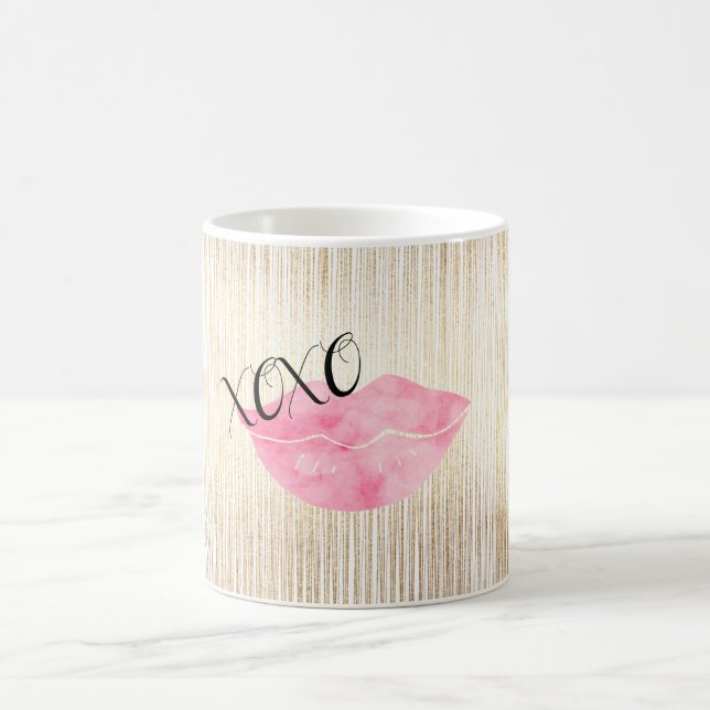 Taza De Café Labios rosados de la acuarela de XOXO (Centro)