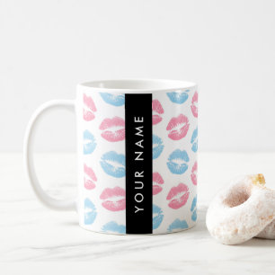 Taza De Café Labios rosados, labios azules, besos, tu nombre, p