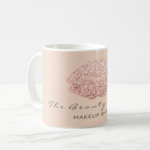 Taza De Café Labios subiós belleza del gris del confeti del or