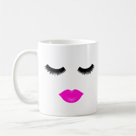 Taza De Café Labios y pestañas rosados