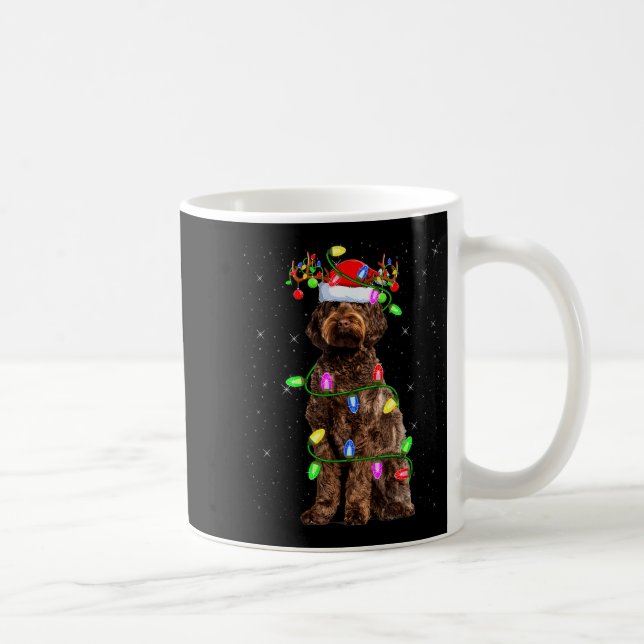 Taza De Café Labradoodle Dog Xmas Lighting Santa Labradoodle Ch (Derecha)