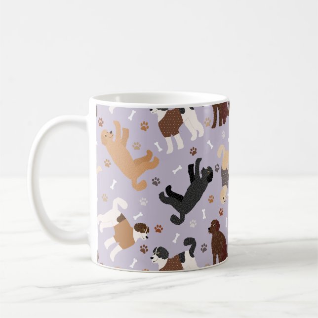 Taza De Café Labradoodle / Goldendoodle Bones y Pastas (Izquierda)