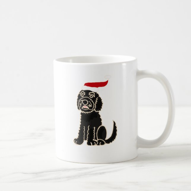 Taza De Café Labradoodle negro divertido en arte del navidad (Derecha)