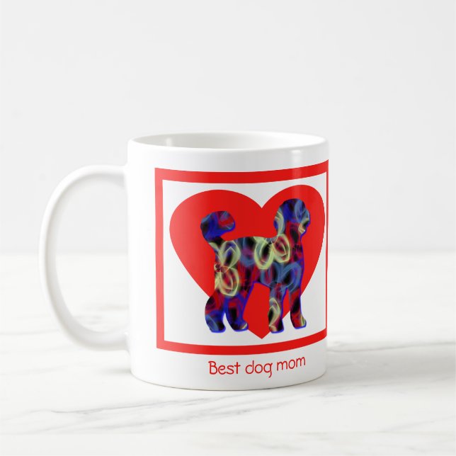 Taza De Café Labradoodle Perro Silhouette Día de San Valentín C (Izquierda)