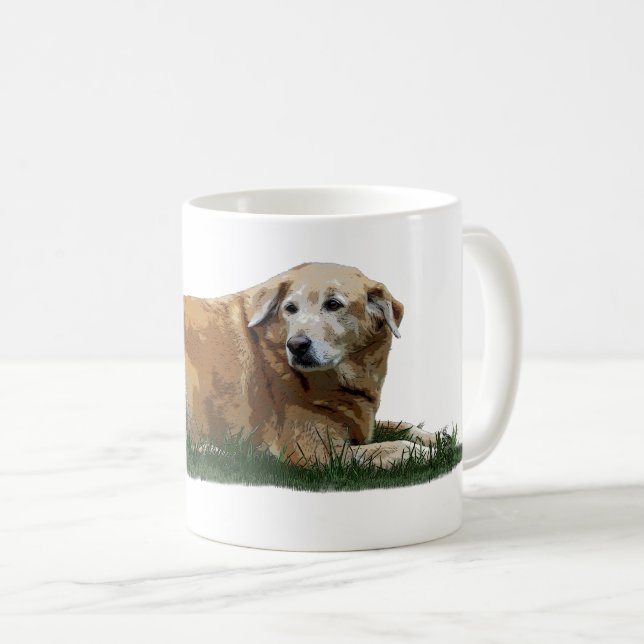 Taza De Café Labrador amarillo Raza mixta Café de perro Mug (Anverso derecho)