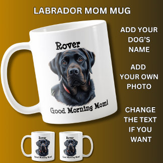 Taza De Café Labrador, añadir nombre de perro, cambiar foto