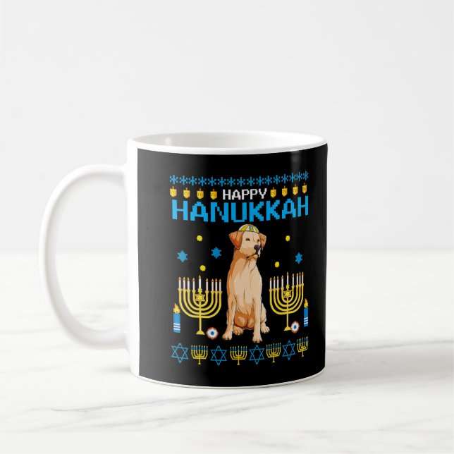 Taza De Café Labrador Chanukah judío Hanukkah Sweater Paj (Izquierda)