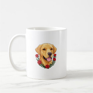 Taza De Café Labrador con rosas rojas