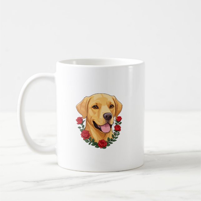 Taza De Café Labrador con rosas rojas (Izquierda)
