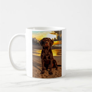 Taza De Café Labrador de chocolate al atardecer