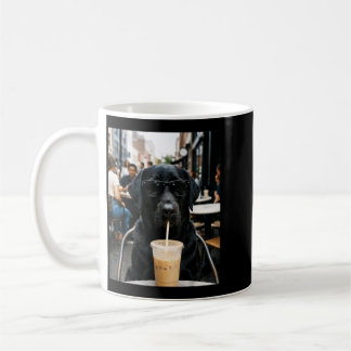 Taza De Café Labrador de chocolate divertido bebiendo café hela
