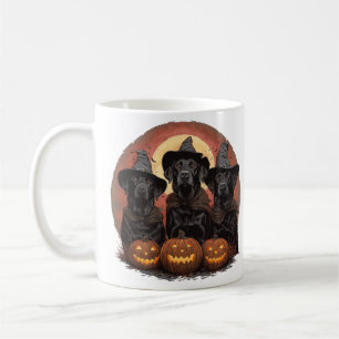 Taza De Café Labrador de Halloween perro Gorras de brujas