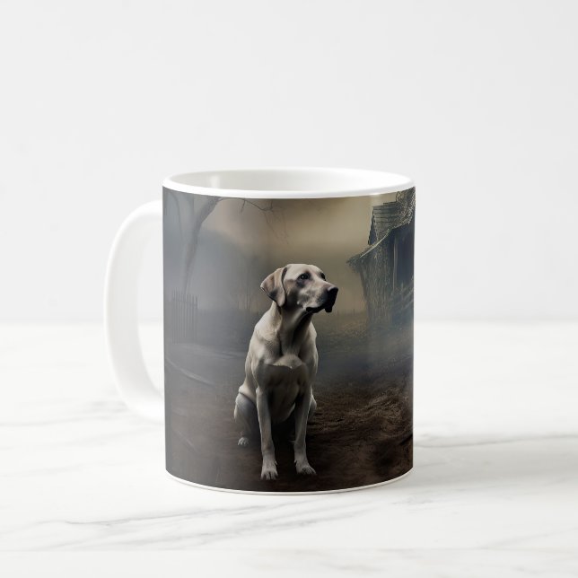 Taza De Café Labrador Halloween Scary (Anverso izquierdo)
