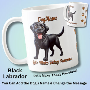Taza De Café Labrador negro - Añadir nombre de perro, cambiar t