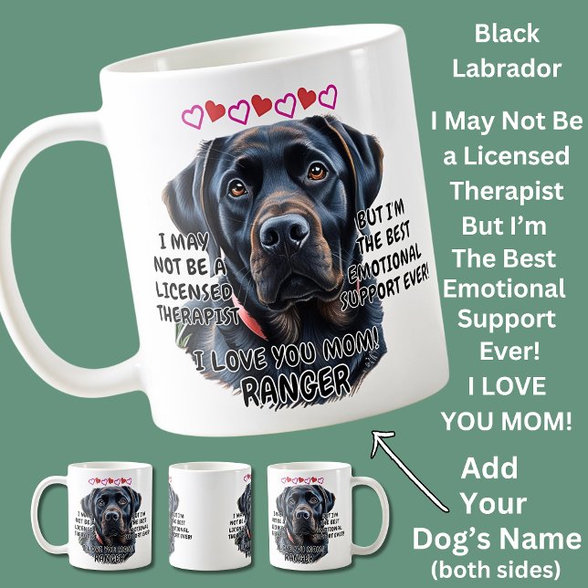 Taza De Café Labrador negro, añadir nombre de perro, cambiar te (Subido por el creador)