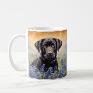 Taza De Café Labrador negro en Bluebonnets