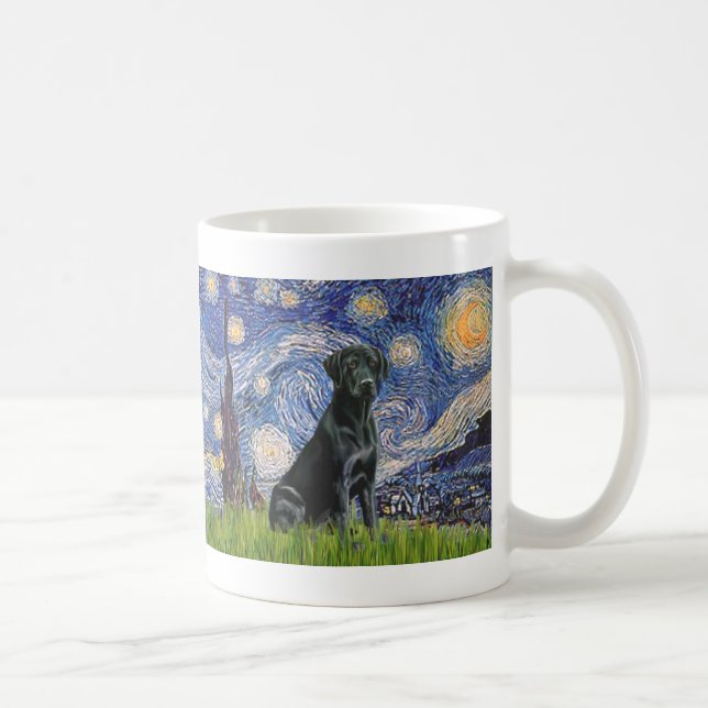 Taza De Café Labrador (negro) - Noche estrellada (Derecha)