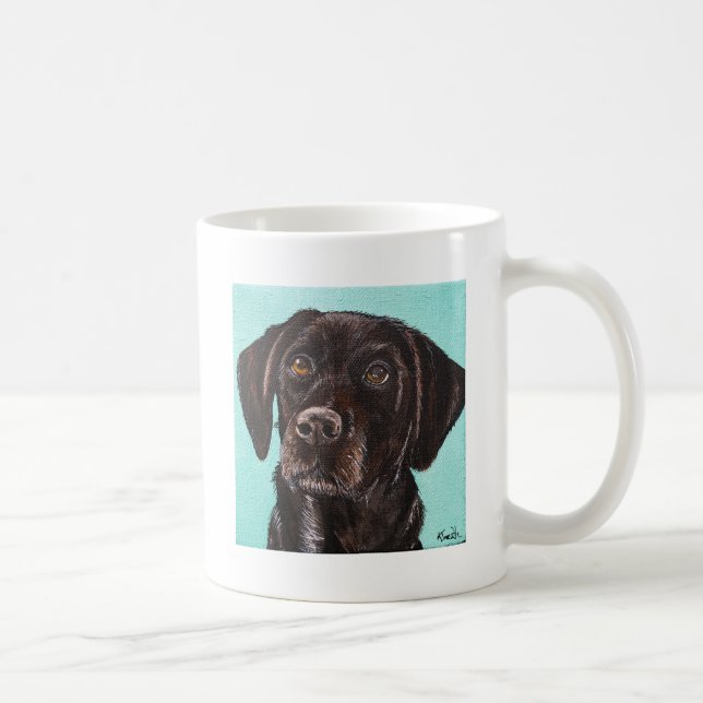 Taza De Café Labrador negro - Pintura de amapola (Derecha)
