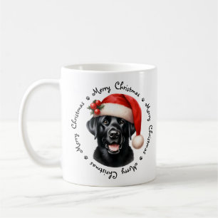 Taza De Café Labrador negro recuperador de feliz Navidad
