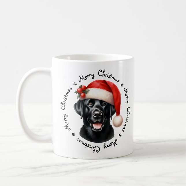 Taza De Café Labrador negro recuperador de feliz Navidad (Izquierda)