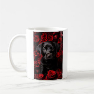Taza De Café Labrador nunca más cachorro con rosas