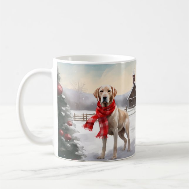 Taza De Café Labrador Perro en Navidad Nieve (Izquierda)