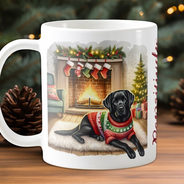 Taza De Café Labrador recuperador de árbol de Navidad de perro  (Subido por el creador)