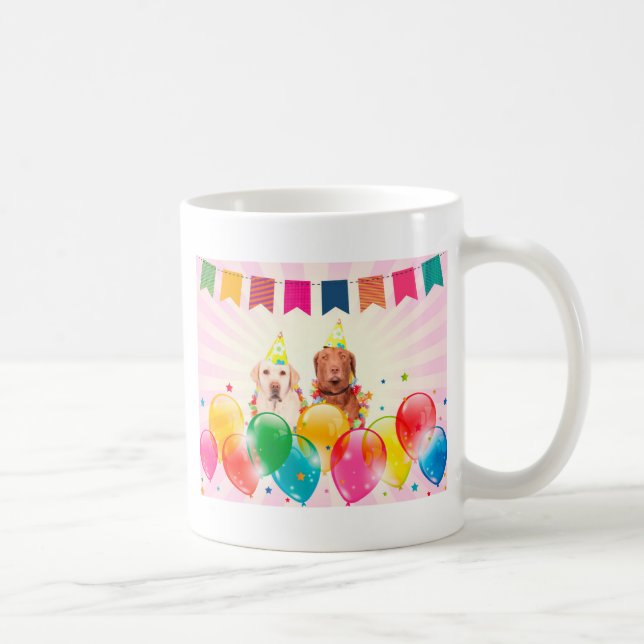 Taza De Café Labrador recuperar globos de perro cumpleaños (Derecha)