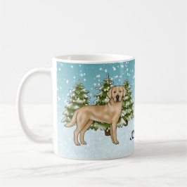 Taza De Café Labrador Retriever Amarillo Azul Invierno Nombre P