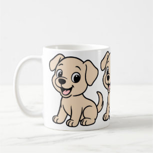 Taza De Café Labrador Retriever Amarillo Dibujo Animado Sentado