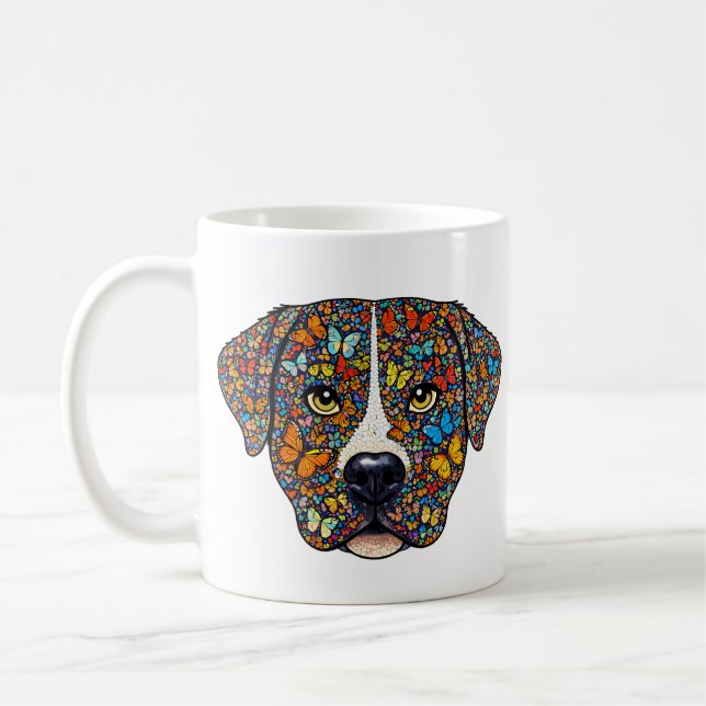 Taza De Café Labrador Retriever Butterfly Kaleidoscope Portrait (Izquierda)