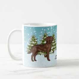 Taza De Café Labrador Retriever de chocolate Navidad nombre per