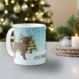 Taza De Café Labrador Retriever de chocolate Navidad nombre per