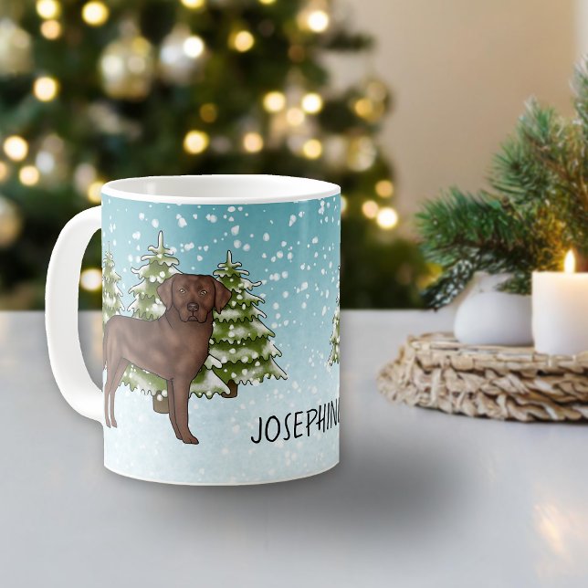 Taza De Café Labrador Retriever de chocolate Navidad nombre per (Subido por el creador)