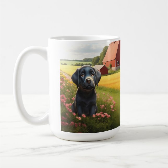 Taza De Café Labrador Retriever en la granja (Izquierda)