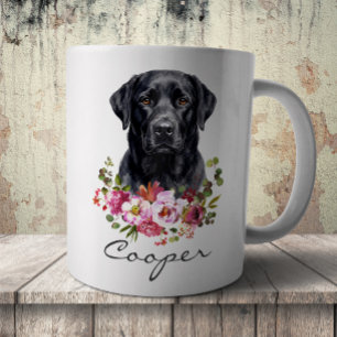 Taza De Café Labrador Retriever negro a la acuarela