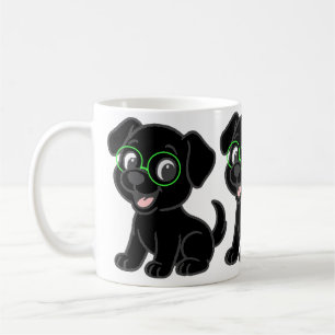 Taza De Café Labrador Retriever Negro Dibujo Animado Con Gafas