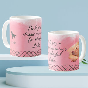Taza De Café Labrador Retriever Rosa Pastel Foto y Nombre Perso