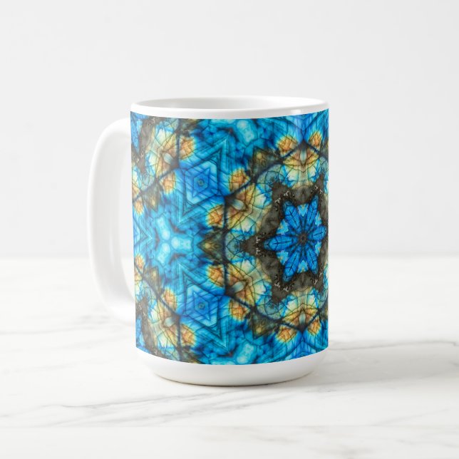 Taza De Café Labradorita Kaleidoscópica "Vidrio Manchado" (Anverso izquierdo)