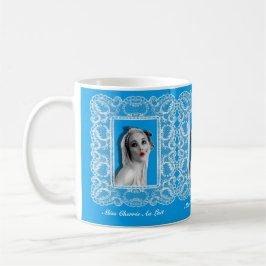 Taza De Café Lace Frame Retro Pinup Chica Patterado Mug Blue