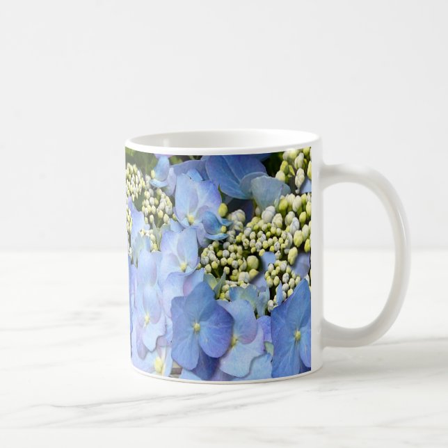 Taza De Café Lacecap azul Delicado Hydrangea (Derecha)