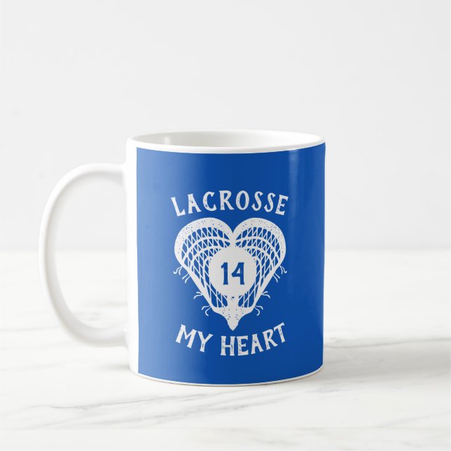 Taza De Café Lacrosse Azul Real Mi Corazón (Izquierda)