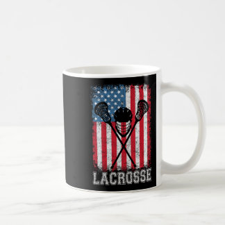 Taza De Café Lacrosse Bandera Americana Lax Helmet Sticks 4 De