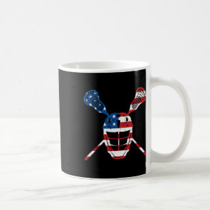 Taza De Café Lacrosse Casco de la Bandera Americana Atleta Patr